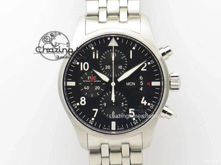 MIROTIME 0409 Pilot Chrono SS IW387809 ZF 1:1 Best Edition Silver Dial Blue Numbers On Blue Leather Strap A Lightweight 7263